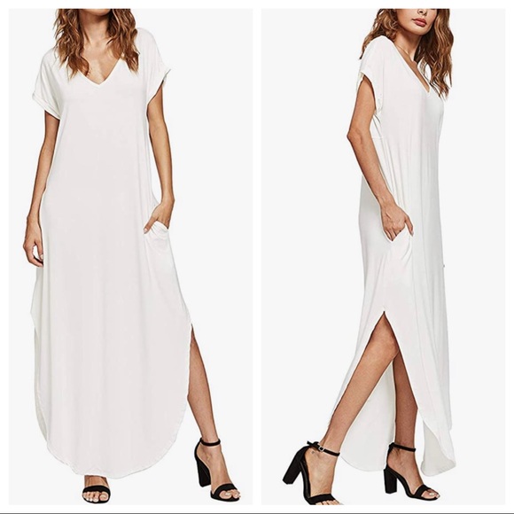 ShopEvelynne Dresses & Skirts - 03 Summer perfect! Off white maxi dress side pockets